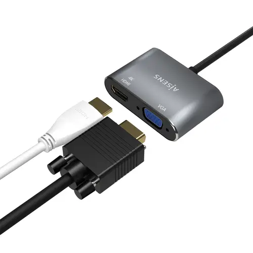 Conversor USB-C a VGA/HDMI 4K, USB-C/M-VGA/H-HDMI/H, Gris, 15CM - Imagen 4
