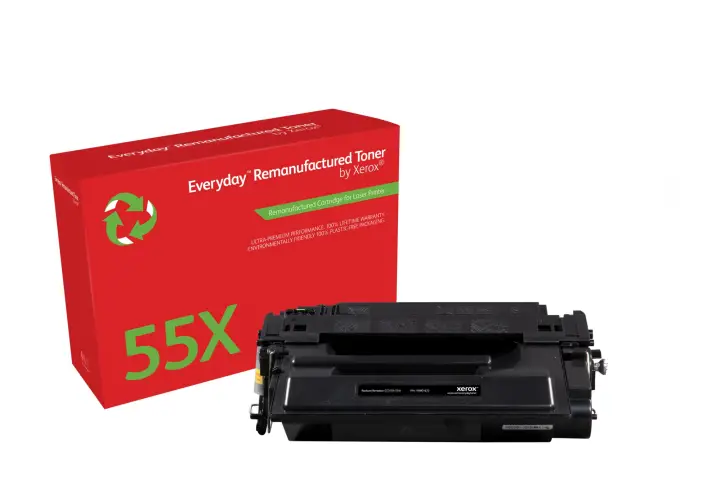Remanufacturado Everyday Tóner Everyday Mono remanufacturado de Xerox es compatible con HP 55X (CE255X), Capacidad alta