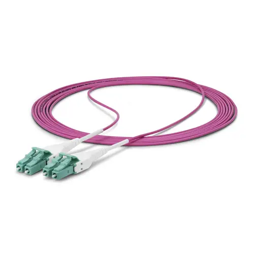 Cable de Fibra Óptica Multimodo OM4 LC a LC UPC de 40m - 50/125µm - 40G/100G - Violeta Érica - LOMMF/VCSE - Cable Uniboot de Fibra - Clasificación Riser OFNR - Imagen 5