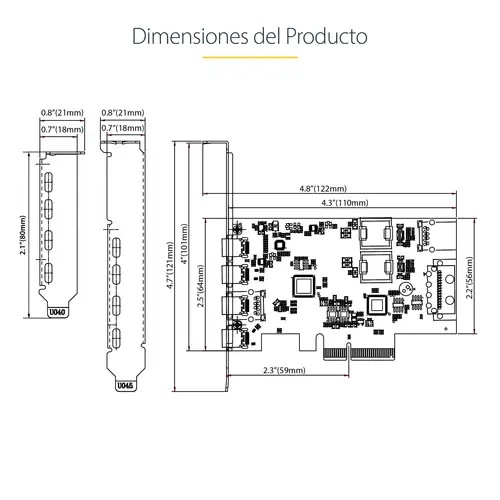 Tarjeta PCIe de 5 Puertos USB de 10Gbps 4x USB-C / 1x USB-A - Hub Concentrador Interno USB 3.2 de 10Gbps - Tarjeta PCI Express 4 Puertos USB Tipo C 1 Puerto USB-A - Windows/Mac/Linux - Imagen 13