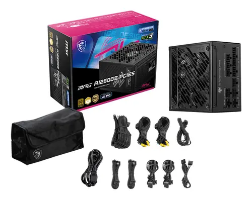 MPG A1250GS PCIE5 unidad de fuente de alimentación 1250 W 20+4 pin ATX ATX Negro - Imagen 5