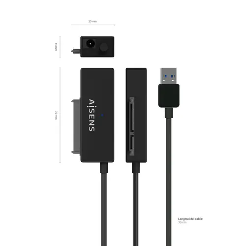 Adaptador ASE-35A01B SATA a USB-A USB 3.0/USB3.1 GEN1 para Discos Duros 2.5? y 3.5? con Alimentador, Negro - Imagen 4