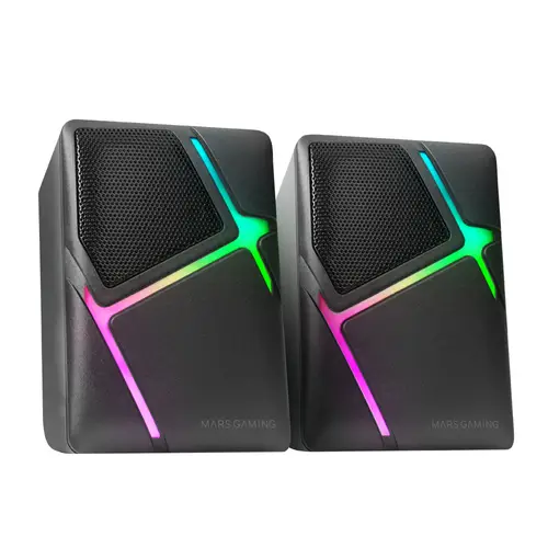 MS-H, Altavoces Gaming RGB Flow, Drivers Invertidos y Sonido 3D-Surround 10W, Altavoces Compactos con Caja de Control de Volumen, Conexión Universal Jack 3.5mm, Negro - Imagen 2