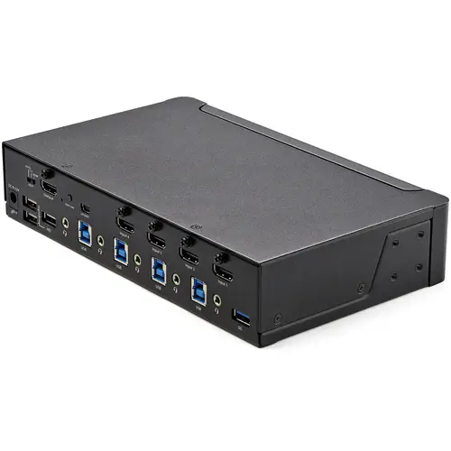 Switch Conmutador KVM de 4 Puertos HDMI 2.0 4K para 1 Monitor - Vídeo de 4K y 60Hz Ultra HD - HDR - Hub Ladrón USB 3.0 de 2 Puertos y 4 Puertos USB 2.0 HID - Audio - HotKey - TAA - Imagen 2
