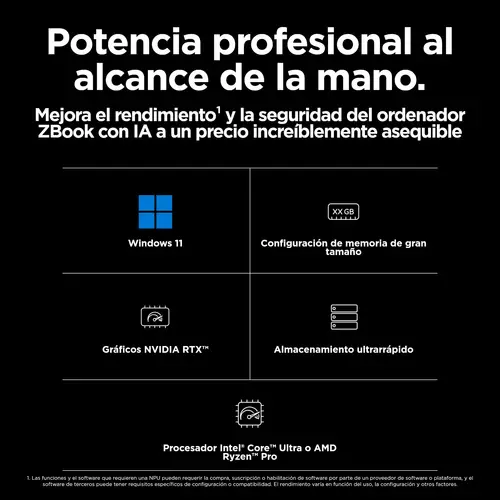 ZBook Power G11 A AMD Ryzen 7 8845HS Estación de trabajo móvil 40,6 cm (16") WUXGA 16 GB DDR5-SDRAM 512 GB SSD NVIDIA RTX A1000 Wi-Fi 6E (802.11ax) Windows 11 Pro AI PC, AI Workstation Plata - Imagen 4