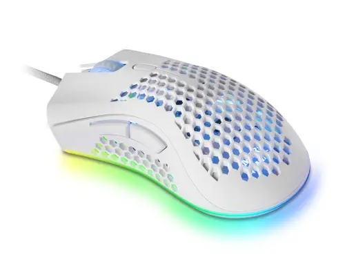 MMEX, Ratón Gaming RGB, 32K DPI, Cable Feather, Switches Ópticos, Blanco, One Size - Imagen 1