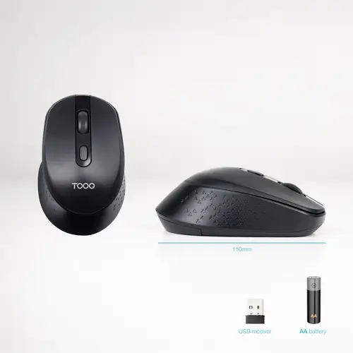 Ratón inalámbrico, 1600 DPI, 4 Botones, Negro - Imagen 2