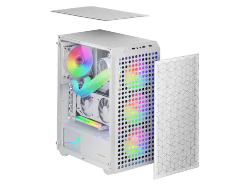 MC-MAG, Caja Gaming ATX, Ventana Lateral Completa Cristal Templado, Doble Rejilla Magnética Antipolvo Frontal + Superior, 3x Ventiladores FRGB 120mm, Refrigeración Líquida 360mm, Blanco - Imagen 2