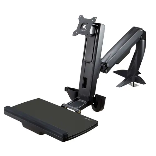 Brazo de Soporte de Pie y Sentado - Brazo Ajustable de Montaje en Escritorio de Pie o Sentado para Un Monitor VESA de hasta 27" - Ergonómico Articulado para Escritorio de Pie - Imagen 1