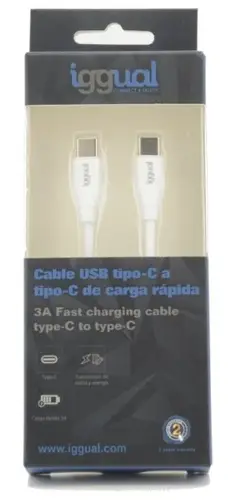 Cable USB-C/USB-C 100 cm blanco Q3.0 3A - Imagen 2