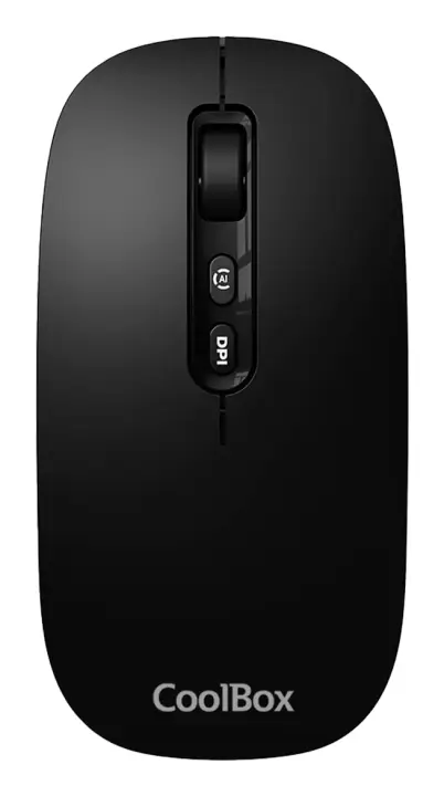Ratón W02 IA Negro Inalámbrico Recargable 500 mAh RF+BT 5.0/3.0 1600 Dpi Copilot SilentClick