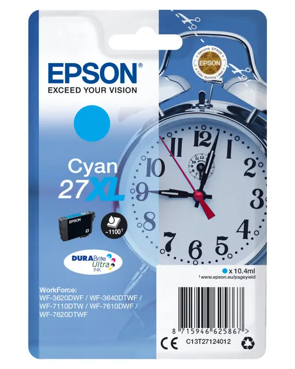 Alarm clock Singlepack Cyan 27XL DURABrite Ultra Ink