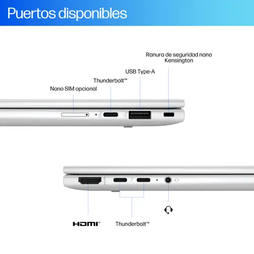 EliteBook X Flip G1i Next Gen AI PC Wolf Pro Security Edition Copilot+ PC Intel Core Ultra 5 226V Híbrido (2-en-1) 35,6 cm (14") Pantalla táctil WUXGA 16 GB LPDDR5x-SDRAM 512 GB SSD Wi-Fi 7 (802.11be) Windows 11 Pro Plata - Imagen 5