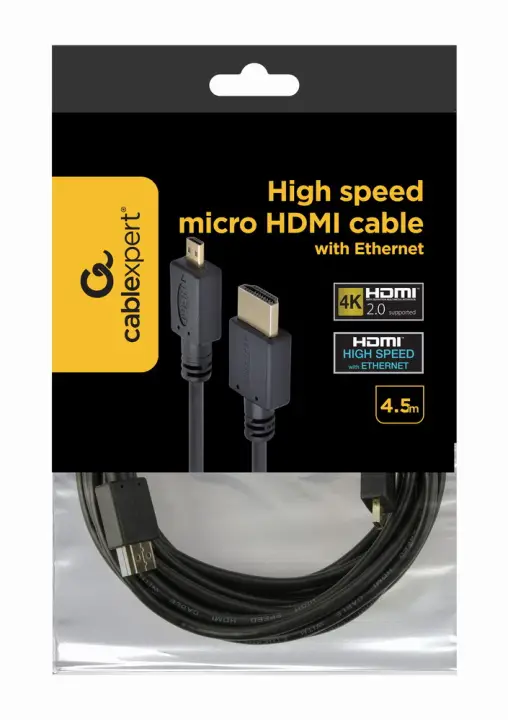 4.5m HDMI-M/micro HDMI-M cable HDMI 4,5 m HDMI tipo A (Estándar) HDMI tipo D (Micro) Negro
