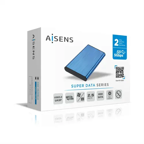 Caja Externa 2,5" ASE-2525BLU 9.5mm SATA a USB 3.0/USB3.1 Gen1, Azul - Imagen 4