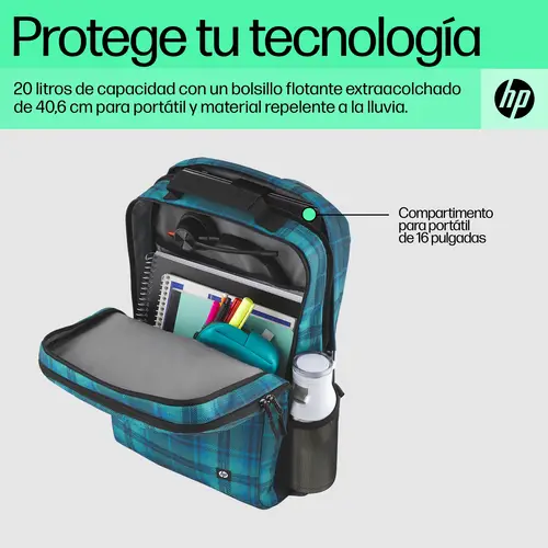 Mochila Campus XL con patrón de cuadros de tartán - Imagen 7