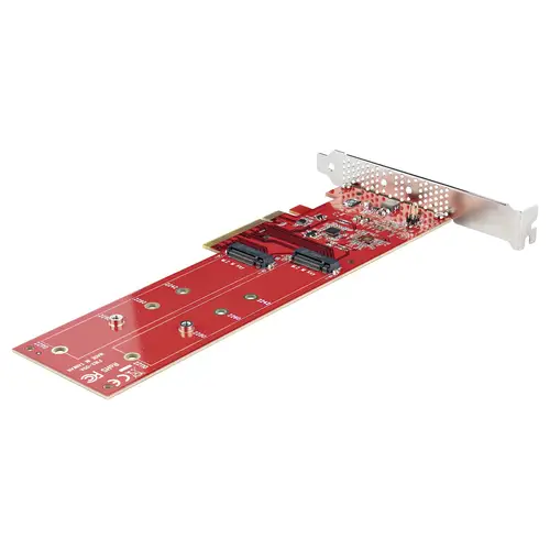 Tarjeta PCIe Adaptadora para 2 SSDs M.2, PCI Express x8 o x16 a NVMe Doble o SSDs M.2 AHCI, PCI Express 4.0, 7,8Gbps por Unidad con Bifurcación - Windows o Linux - Imagen 2