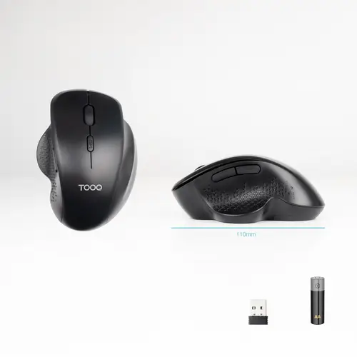 Ratón Inalámbrico Ergonómico 1600 DPI, 6 botones, Negro - Imagen 2