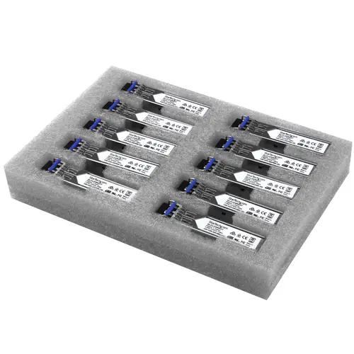 Paquete de 10 Módulos SFP Compatibles con Cisco GLC-LH-SMD - 1000BASE-LX/LH - Fibra Monomodo 1GbE - SFP Ethernet Gigabit 1Gb - LC - 10km - Cisco Firepower/ASR920/IE2000 DDM - Imagen 1