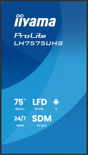 LH7575UHS-B2AG pantalla de señalización Pantalla plana para señalización digital 190,5 cm (75") LCD Wifi 500 cd / m² 4K Ultra HD Negro Procesador incorporado Android 11 24/7 - Imagen 3