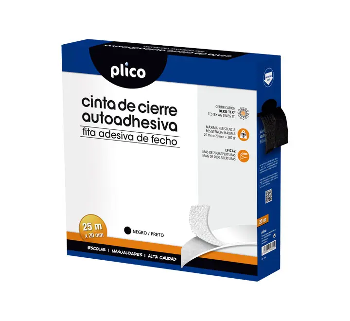 CREMALL. TEXTIL VELCRO AUTOADH. PLICO 25M NEGRO
