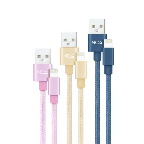 3 Cables Lightning a USB 2.0, Lightning/M-USB A/M, Rosa, Dorado y Azul Pacífico, 1 m - Imagen 1