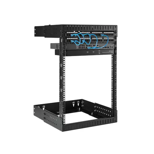Rack de Servidores Abierto de 15U de Pared - de 19 Pulgadas - de 2 Columnas - de Profundidad Ajustable - para Equipo de Redes - AV - de Servicio Pesado - Imagen 4
