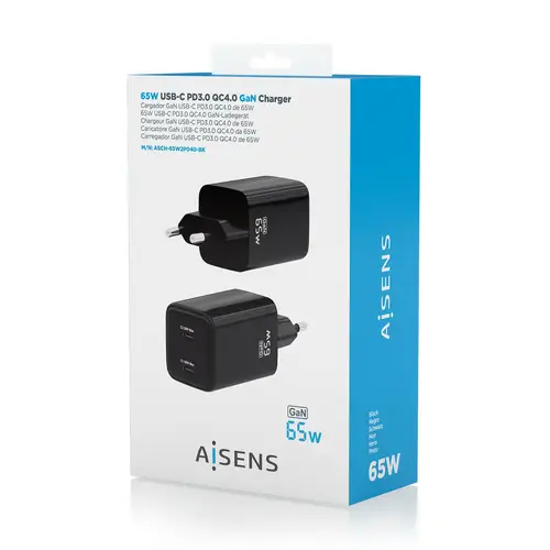 Cargador Gan 65W, 2xUSB-C PD3.0 QD4.0, Negro - Imagen 6