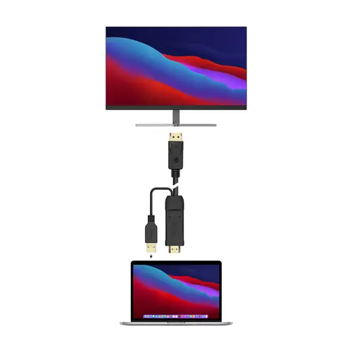 Cable Conversor Activo HDMI 2.0 + USB Alim. a DISPLAYPORT V1.2, HDMI/M-USB/M-DP/M, Negro, 1.8M - Imagen 4