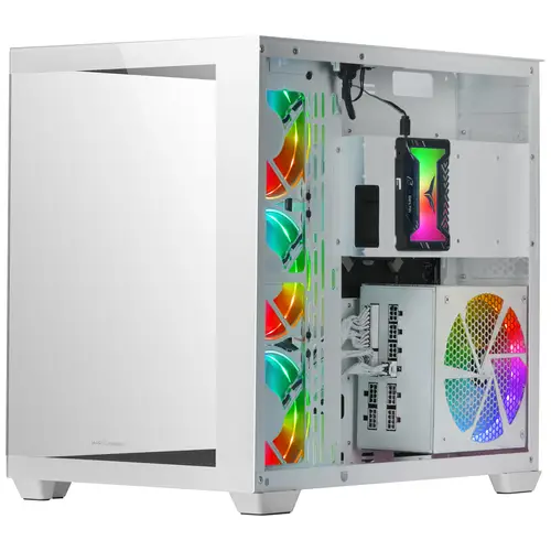 MCV4 Blanco, Torre Gaming Custom XXL E-ATX, Ventana Cristal Templado Lateral y Frontal Sin Marco, Estructura Modular Doble Cámara - Imagen 2