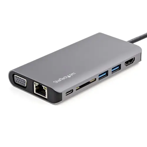 Adaptador Multipuertos USB-C - Mini Docking Station para Viajes con HDMI de 4K o VGA de 1080p - con Hub Ladrón USB 3.0 - PD de 100W - SD - Ethernet - Audio y Micrófono - Replicador de Puertos Portátil - Imagen 2