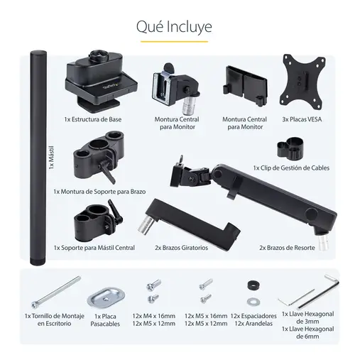 Soporte de Escritorio para 3 Monitores VESA 75x75/100x100 de 27 Pulgadas - Grommet o Abrazadera en C - Ajuste sin Herramientas - Brazo Asistido por Resorte - Imagen 21