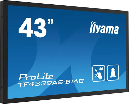 TF4339AS-B1AG pantalla de señalización Pantalla plana para señalización digital 108 cm (42.5") LED 500 cd / m² 4K Ultra HD Negro Pantalla táctil Procesador incorporado Android 24/7 - Imagen 3