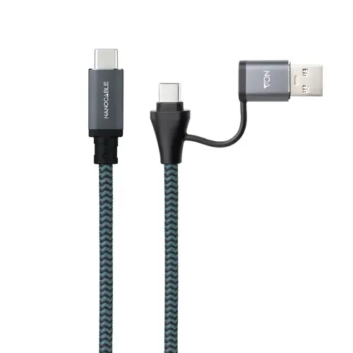 Cable USB 3.2 Gen2x2 20Gbps 5A/100W, USB-C+USB-A/M a USB-C/M, Gris/Negro, 2m - Imagen 2