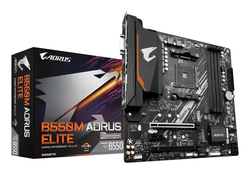 B550M AORUS ELITE Placa base - Procesadores AMD Ryzen 5000, VRM de 5+3 fases, hasta 4733 MHz DDR4, 1xPCIe 4.0 + 1xPCIe 3.0 M.2, LAN 1GbE, USB 3.2 Gen 1 - Imagen 1