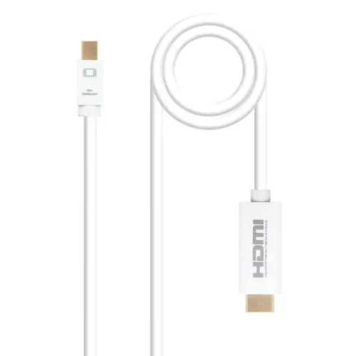 Cable conversor Mini DP a HDMI, Mini DP/M - HDMI/M, Blanco, 2.0 M - Imagen 1