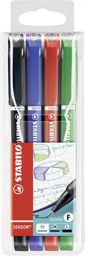 SENSOR fine rotulador de punta fina Fino Negro, Azul, Verde, Rojo 4 pieza(s) - Imagen 1