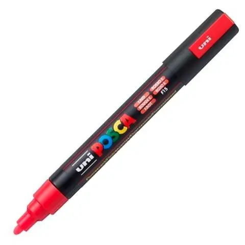 UNIBALL MARCADOR POSCA PC-5M NO PERMANENTE PUNTA FORMA DE BALA 1,8 - 2,5 MM FLUOR ROJO