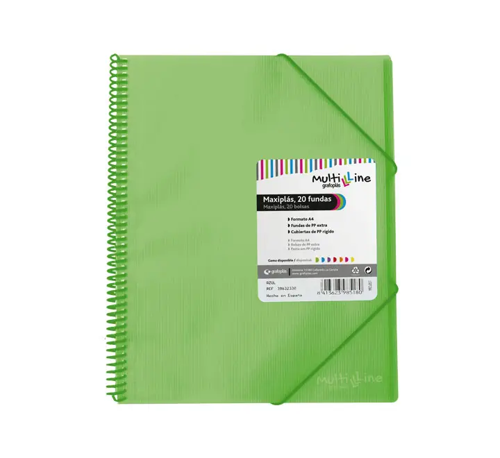 CARP. GRAFOPLAS 20 FUNDAS MAXIPLAS C/ESPIRAL VERDE