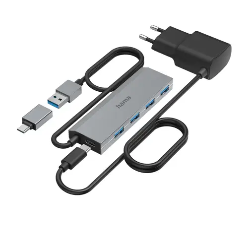 Hama 00200138 hub de interfaz USB 3 2 Gen 1  3 1 Gen 1  Type A   Type C 5000 Mbit s Antracita  Gris - Imagen 3