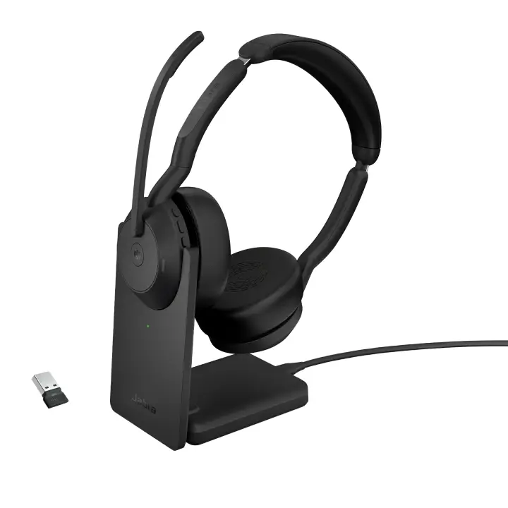 Evolve2 55 Auriculares Inalámbrico y alámbrico Diadema Oficina/Centro de llamadas Bluetooth Base de carga Negro