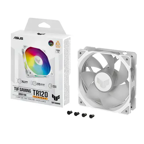 TUF GAMING TR120 ARGB REVERSE 1-pack White Carcasa del ordenador Refrigerador de aire 12 cm Blanco - Imagen 9