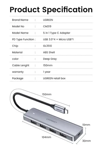 70336 hub de interfaz USB 3.2 Gen 1 (3.1 Gen 1) Type-C 5000 Mbit/s - Imagen 12