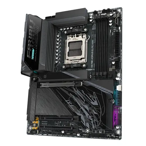 X870E AORUS ELITE X3D Placa Base  Compatible con procesadores AMD Ryzen 9000, VRM digital de 16+2+2 fases, hasta 9000 Hz DDR5 (OC), 2 x PCIe 5.0 + 2 x PCIe 4.0, Wi-Fi 7, LAN 5 GbE, USB 4 - Imagen 4