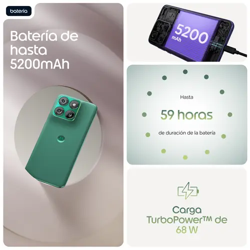 edge 70 fusion 17,2 cm (6.78") SIM doble Android 16.0 5G USB Tipo C 8 GB 256 GB 5200 mAh Verde - Imagen 9