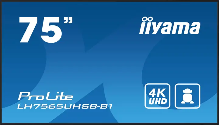 LH7565UHSB-B1 pantalla de señalización Diseño de quiosco 189,2 cm (74.5") LED Wifi 800 cd / m² 4K Ultra HD Negro Procesador incorporado Android 11 24/7