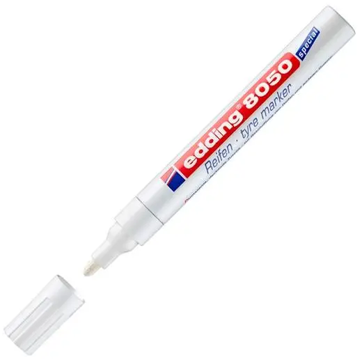 EDDING MARCADOR PERMANENTE PARA NEUMÁTICOS Y SUPERFICIES DE GOMA BLANCO - Pack de 10 unidades - Imagen 1