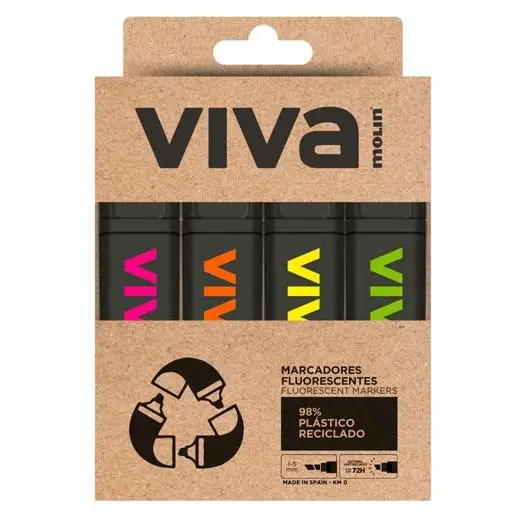 MOLIN MARCADOR FLUORESCENTE VIVA ECO C/SURTIDOS ESTUCHE 4 UD