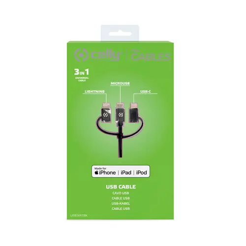 USB3IN1BK cable USB 1 m USB 2.0 USB A Micro-USB B Negro - Imagen 4