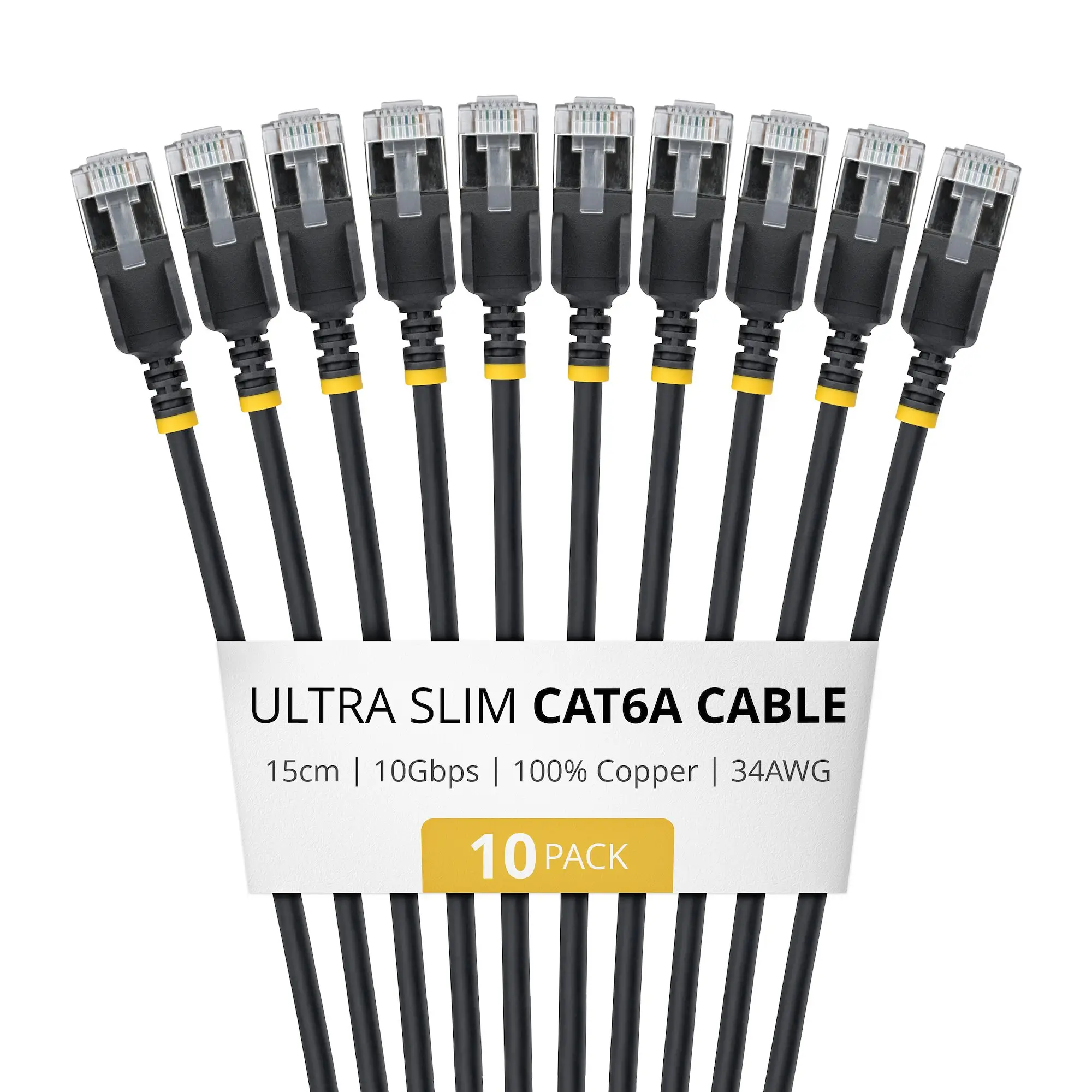 6ASTP34BKS15CM10PK cable de red Negro 0,15 m Cat6a U/FTP (STP) Alrededor